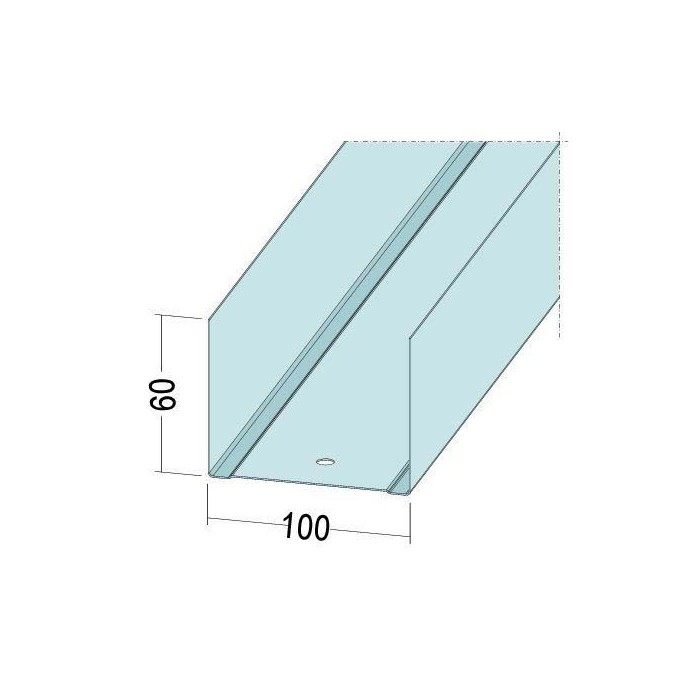 Protektor Galvanised Steel DIN Standard Deep Track Profile 60mm x 100mm x 60mm x 0.6mm 4m 1 Length