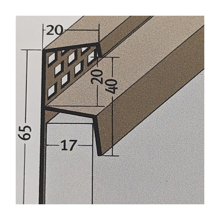 17mm White PVC Ventilation Edge Profile 2.5m 1 Length