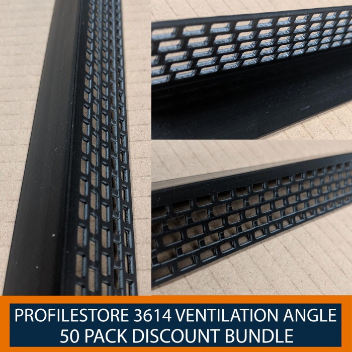 50 Pack of Wemico Black PVC Ventilation Angle 25mm x 25mm x 2.5m