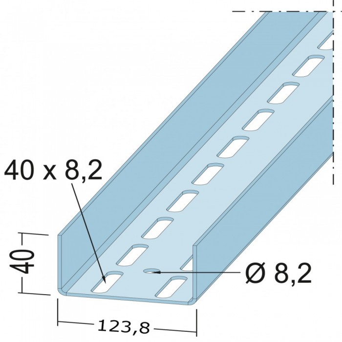 Protektor Galvanised Steel Door Frame Profile Partition Wall 123mm x 40mm x 4m 1 length