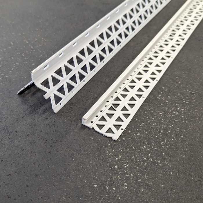 Bright White PVC Corner Bead 13 - 15mm Render Depth 2.5m 1 Length