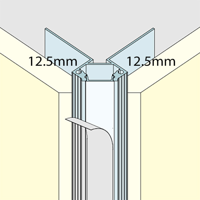 External LED Corner Profile Aluminium 12.mm x 2m