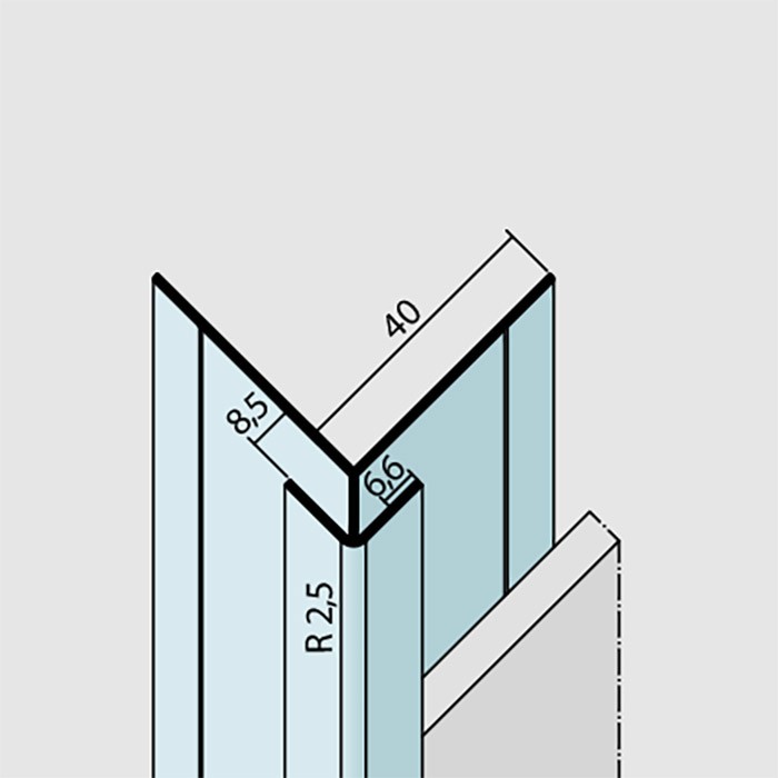 Protektor Aluminium Corner Bead for Facade Cladding 8.5mm x 3m With Covered Cutting Edge 1 Length