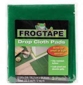 Frog Tape Green Drop Cloth Pads, Leak-proof, Absorbent, Non-Slip Dust Sheets, 3 Pack