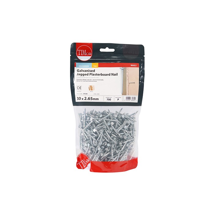 30mm Jagged Plasterboard Galvanised Nails 1Kg Bag