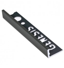 10mm / 12mm Genesis Polished Black Aluminium Tile Trim Straight Edge ESA Profile