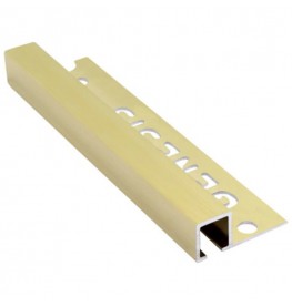 10mm / 12mm Genesis Brushed Brass Aluminium Tile Trim Square Edge TDP Profile