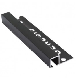 10mm / 12mm Genesis Polished Black Aluminium Tile Trim Square Edge TDP Profile