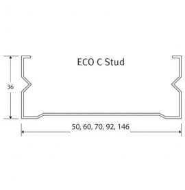 Protektor Galvanised Steel Eco C Stud Profile 36mm x 60mm x 36mm x 2.4m 1 Length