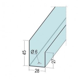 Protektor Galvanised Steel DIN Standard U Perimeter Connection Profile 45mm x 28mm x 27mm 3m