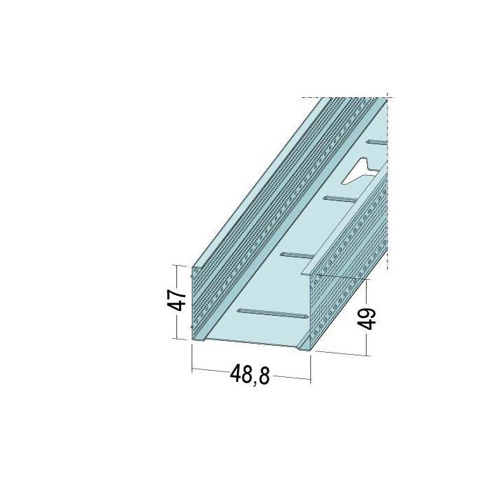 Protektor Galvanised Steel DIN Standard 0.6mm Stud Profile 49 x 0.6mm x 3m 1 Length