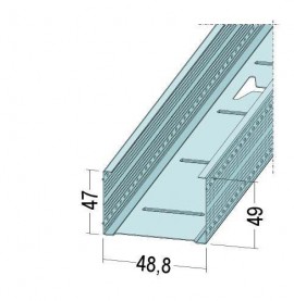 Protektor Galvanised Steel DIN Standard 0.6mm Stud Profile 49 x 0.6mm x 3m 1 Length