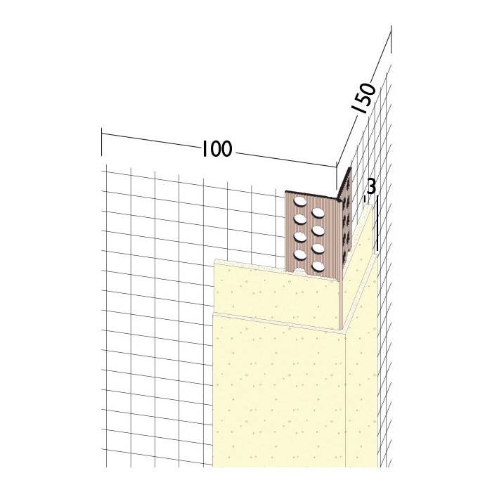 PVC Corner Bead With Glass Fibre Mesh And Extended Arris 3mm Render Depth 2.5m 1 Length