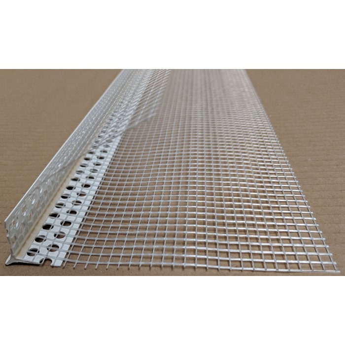 PVC Corner Bead With Glass Fibre Mesh And Extended Arris 6mm Render Depth 2.5m 1 Length