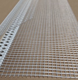 PVC Corner Bead With Glass Fibre Mesh And Extended Arris 14mm Render Depth 2.5m 1 Length