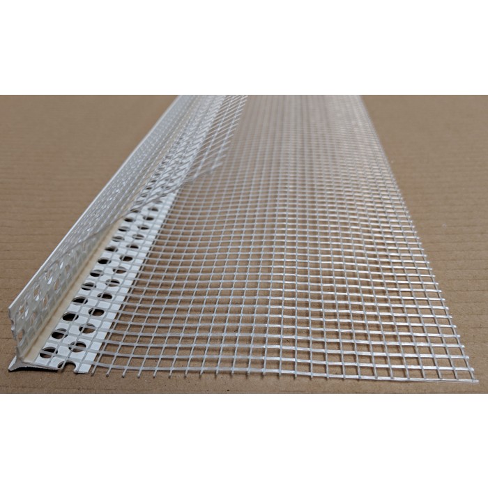 PVC Corner Bead With Glass Fibre Mesh And Extended Arris 6mm Render Depth 2.5m 1 Length