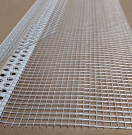 PVC Corner Bead With Glass Fibre Mesh And Extended Arris 10mm Render Depth 2.5m 1 Length