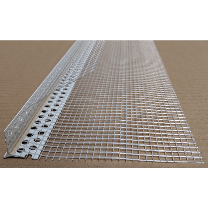 PVC Corner Bead With Glass Fibre Mesh And Extended Arris 3mm Render Depth 2.5m 1 Length