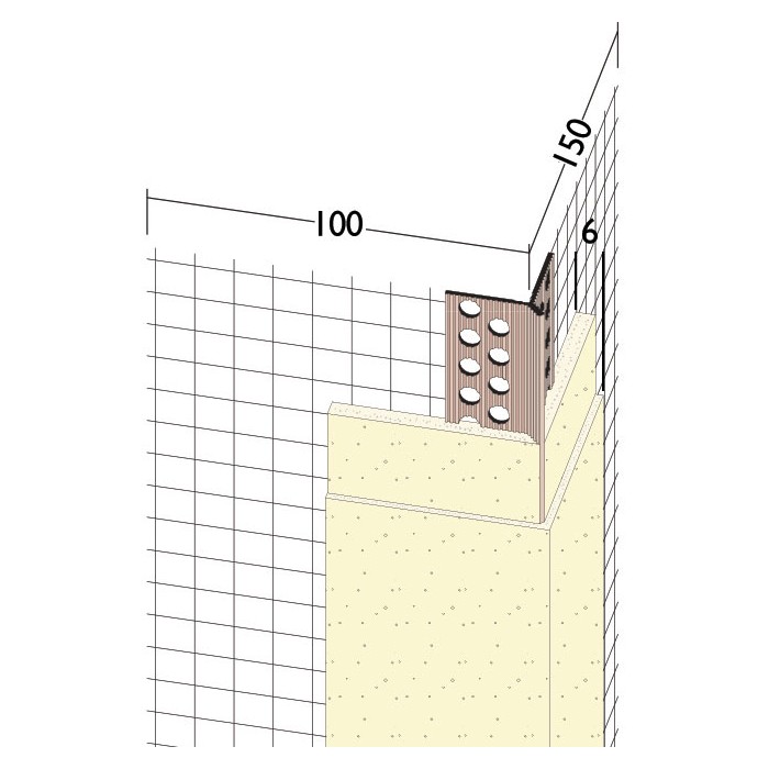 PVC Corner Bead With Glass Fibre Mesh And Extended Arris 6mm Render Depth 2.5m 1 Length