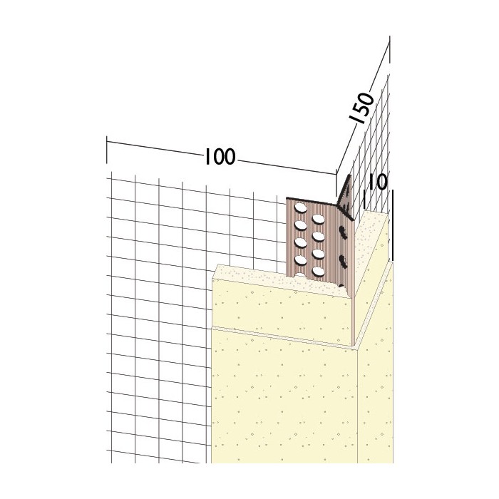 PVC Corner Bead With Glass Fibre Mesh And Extended Arris 10mm Render Depth 2.5m 1 Length