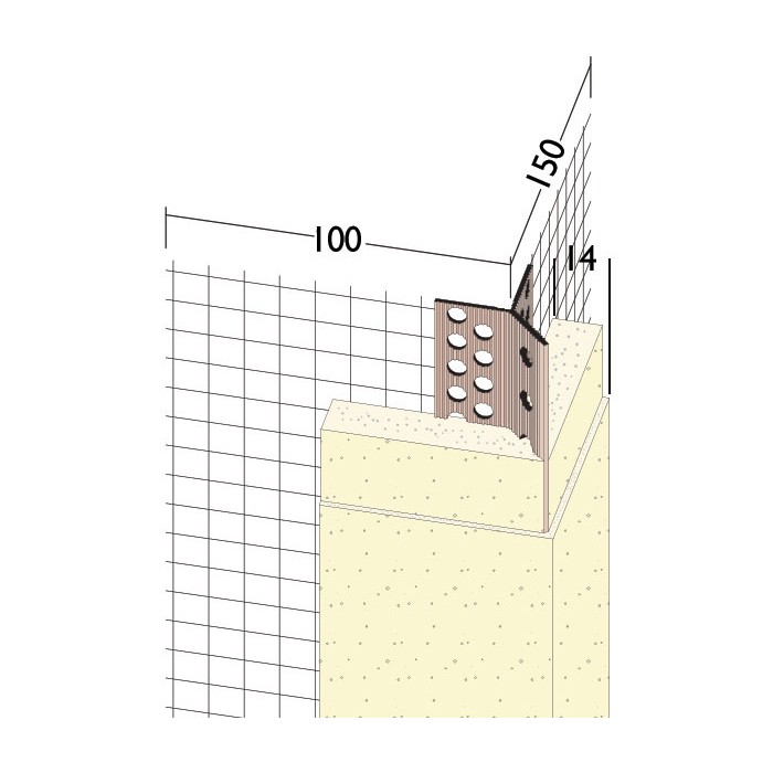 PVC Corner Bead With Glass Fibre Mesh And Extended Arris 14mm Render Depth 2.5m 1 Length