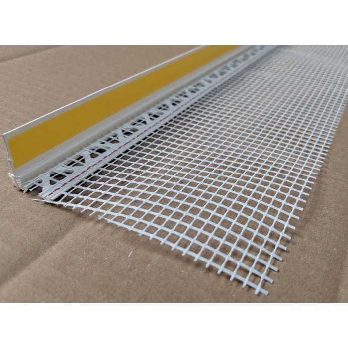 White PVC Self Adhesive Window / Door Frameseal Bead With Mesh 6mm Render Depth 2.6m 1 Length