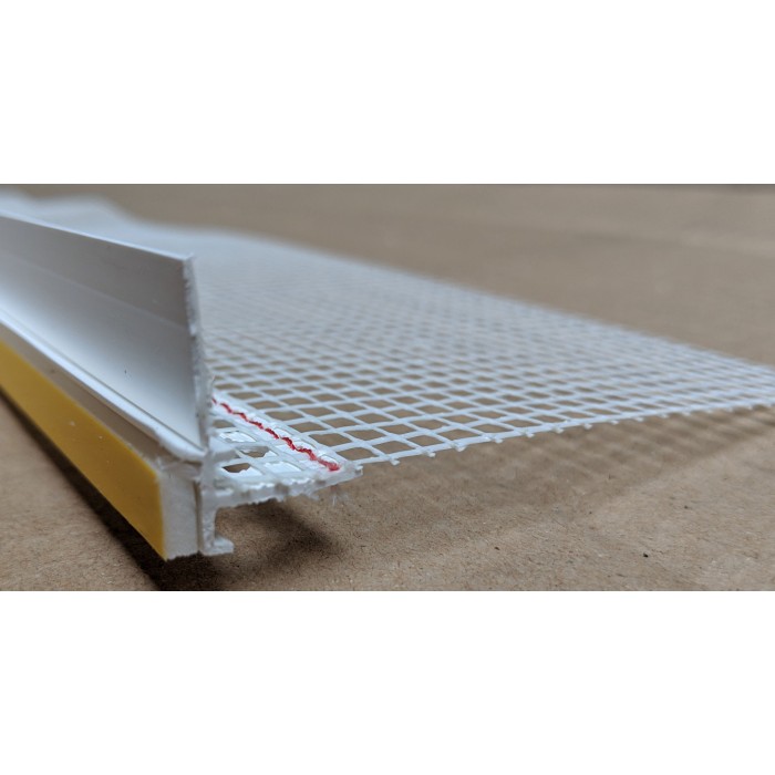 White PVC Self Adhesive Window / Door Frameseal Bead With Mesh 9mm Render Depth 2.6m 1 Length