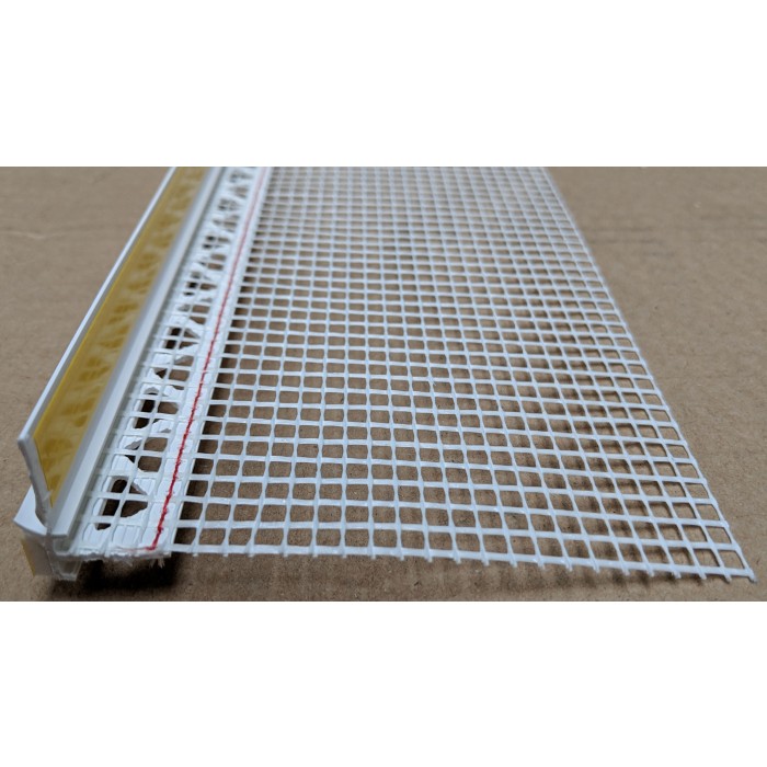 White PVC Self Adhesive Window / Door Frameseal Bead With Mesh 9mm Render Depth 2.6m 1 Length