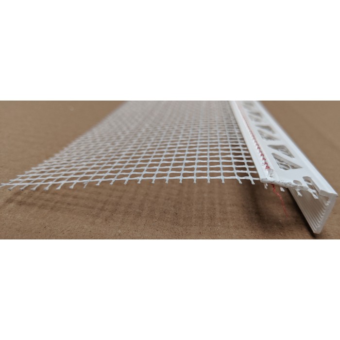 White PVC Stop Bead with Fibre Glass Mesh 14mm Render Depth 2.5m 1 length