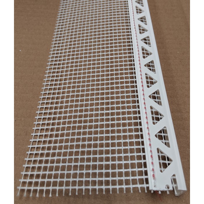 White PVC Stop Bead with Fibre Glass Mesh 14mm Render Depth 2.5m 1 length