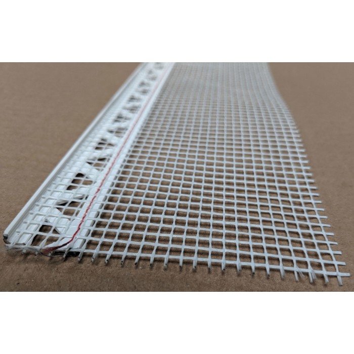 White PVC Stop Bead with Fibre Glass Mesh 3mm Render Depth 2.5m 1 length