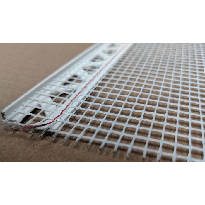 White PVC Stop Bead with Fibre Glass Mesh 3mm Render Depth 2.5m 1 length