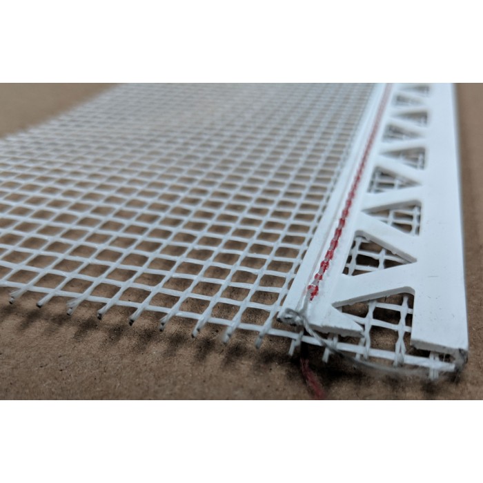 White PVC Stop Bead with Fibre Glass Mesh 3mm Render Depth 2.5m 1 length