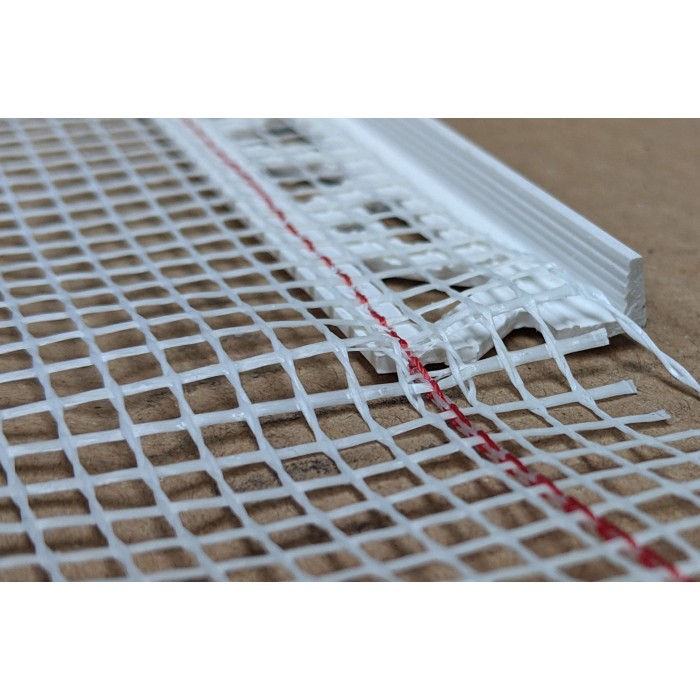 White PVC Stop Bead with Fibre Glass Mesh 6mm Render Depth 2.5m 1 length