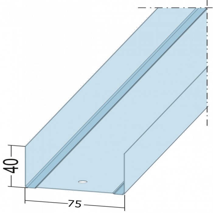 U Wall track profile 40mm x 75mm x 4m (1 length)