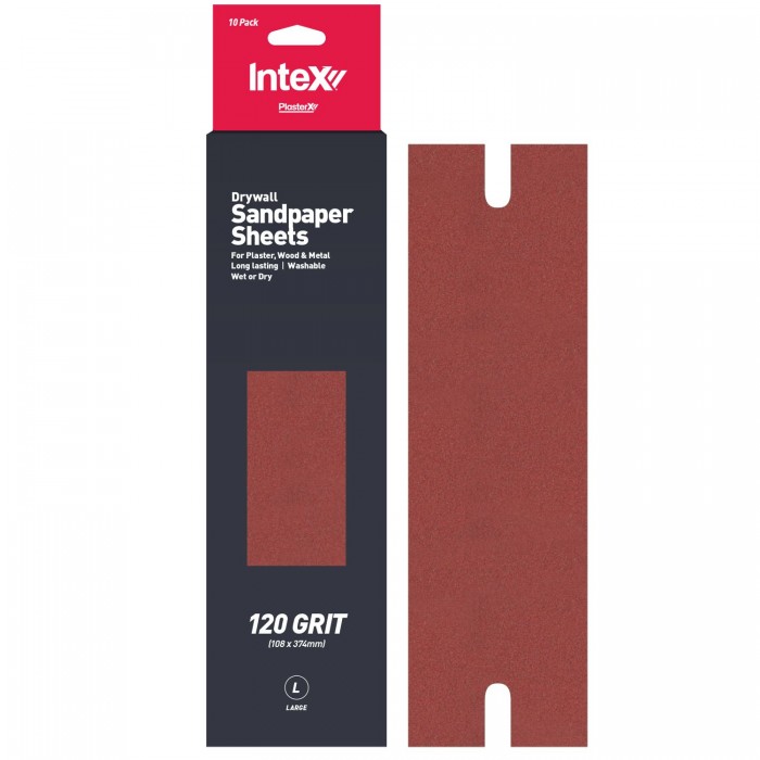 Intex PlasterX Large Slotted Sandpaper Sheets 10 Pack 180 Grit