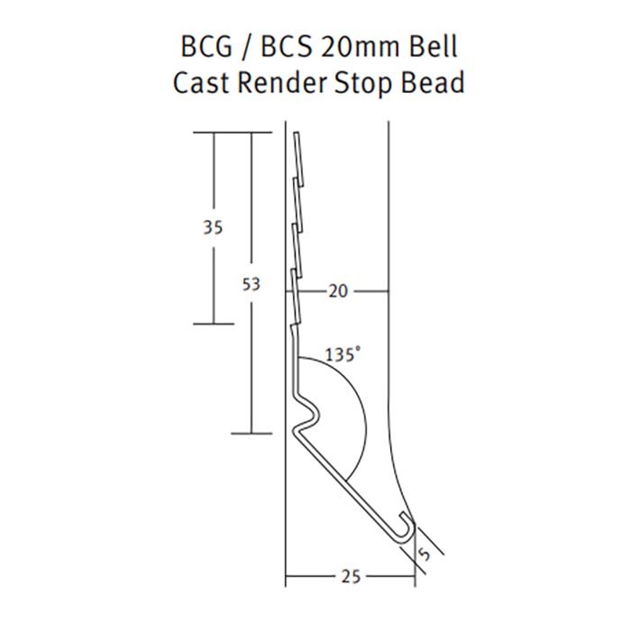 Protektor 20mm Bell Cast Galvanised Steel Stop Bead 3M (box 25)