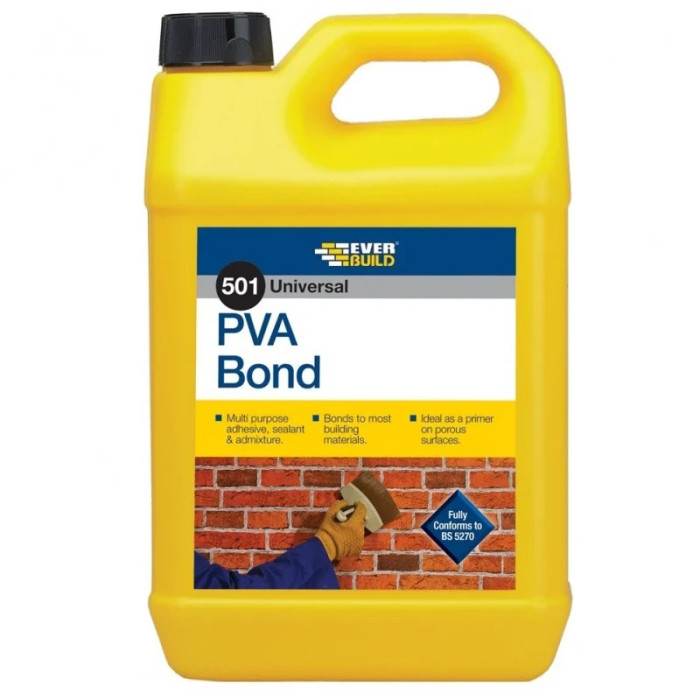 Everbuild 501 PVA Bond Multipurpose Adhesive Sealer Primer and Admixture 5 Litre