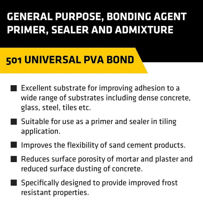 Everbuild 501 PVA Bond Multipurpose Adhesive Sealer Primer and Admixture 5 Litre