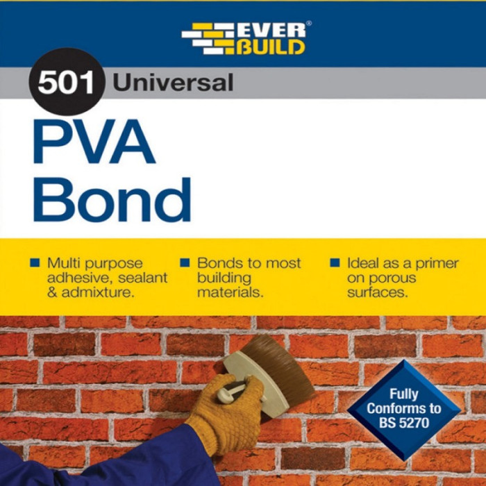 Everbuild 501 PVA Bond Multipurpose Adhesive Sealer Primer and Admixture 5 Litre