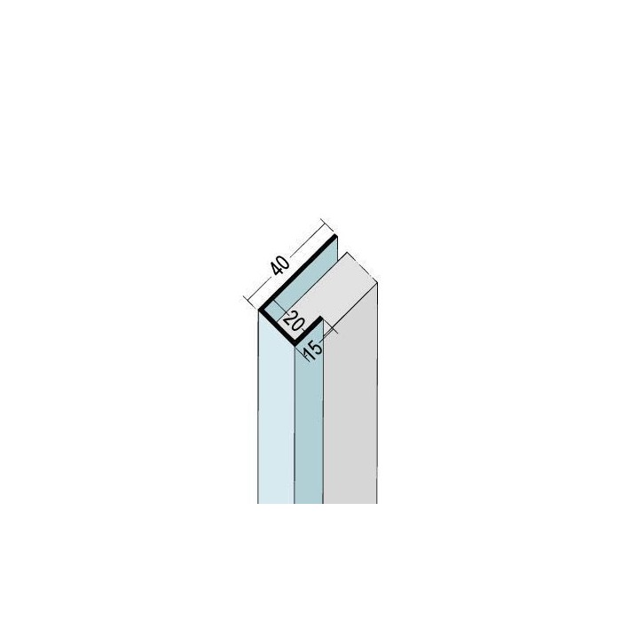 Aluminium U Channel Profile 20mm x 2.5m 1 Length
