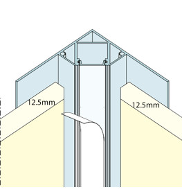 LED Internal Corner Profile 2m Aluminium 12mm Wing