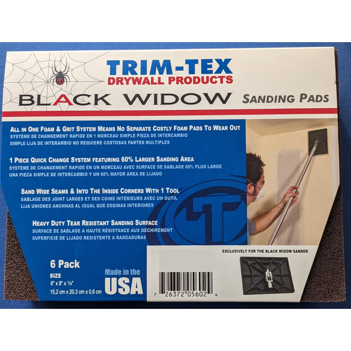 Trim-Tex Black Widow 6 Pack Sanding Pads Extra Fine Grit Part Number 560-C