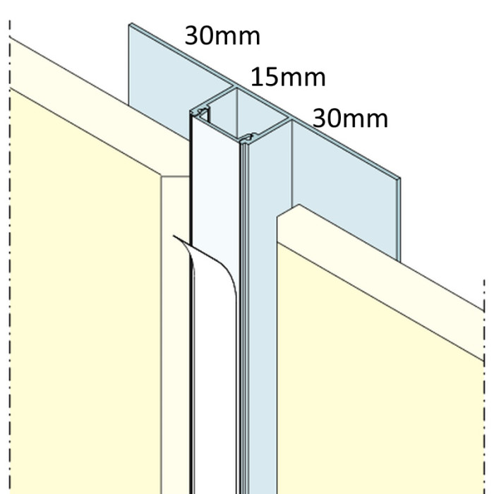 Protektor LED Aluminium Surface Profile 30mm x 15mm x 2m 1 Length