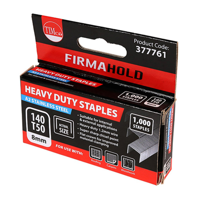 Timco Heavy Duty Stainless Steel Staples - Chisel Point 1 Box of 1000