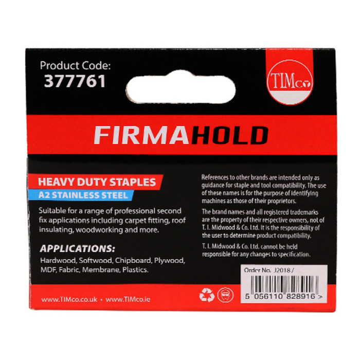 Timco Heavy Duty Stainless Steel Staples - Chisel Point 1 Box of 1000