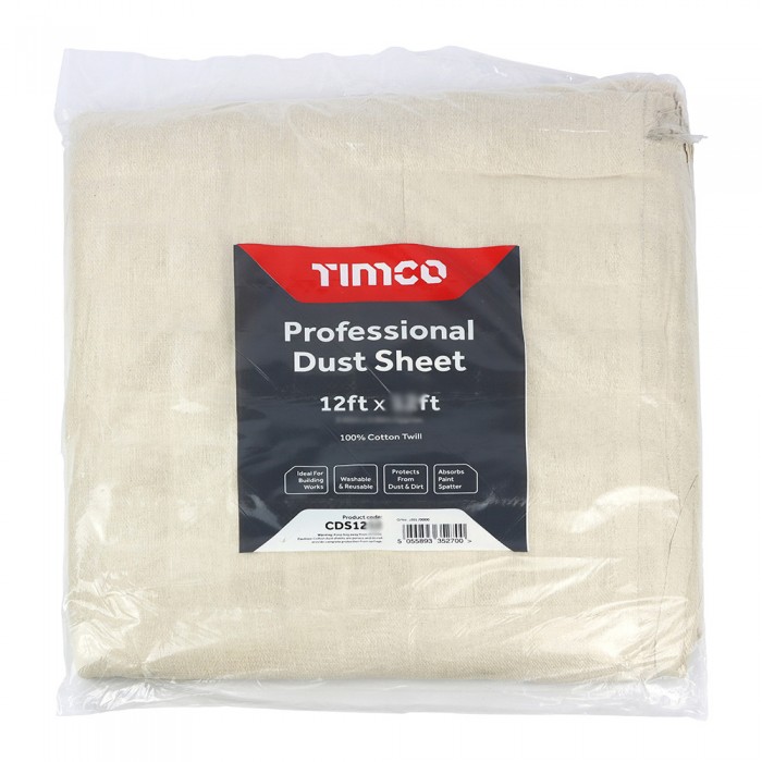 Timco Cotton Professional Dust Sheet 12 by 9 Feet