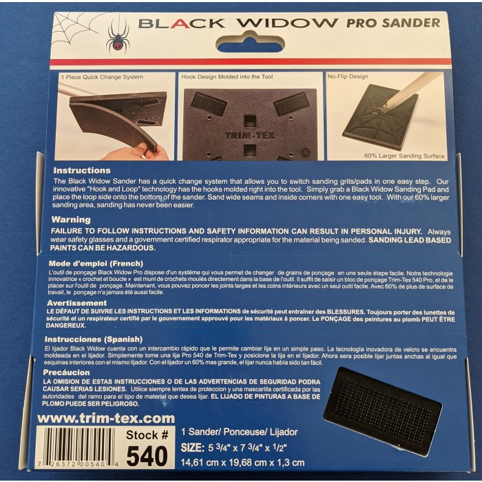 Trim-Tex Black Widow Pro Sander With 48" Pole Part Number 540P