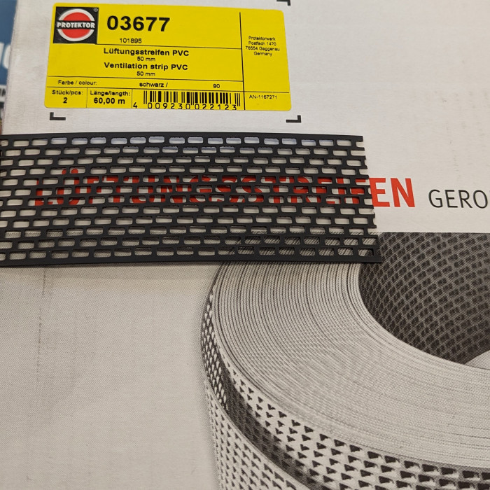 50mm x 60m Black PVC Ventilation Strip 1 Roll